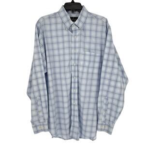 Lanesboro Men's Dress Shirt Button Down Blue Plaid Glen Check